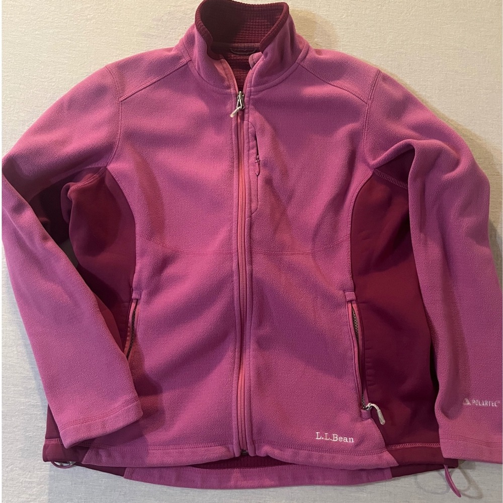 LL Bean Polartec‎ Fleece Jacket Womens Medium Pink Full Zip Performance Layer
